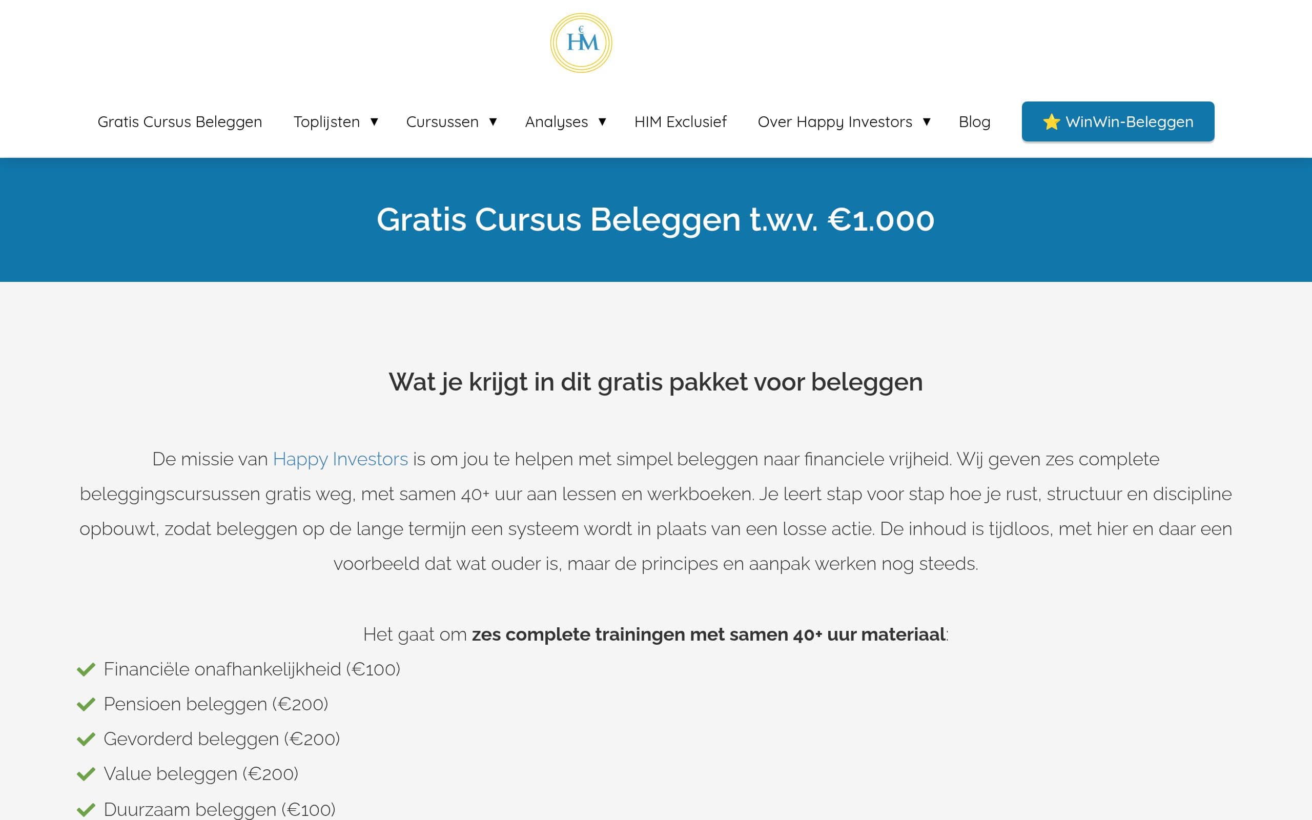 Screenshot van Happy Investors — aandelen & ETF beleggen
