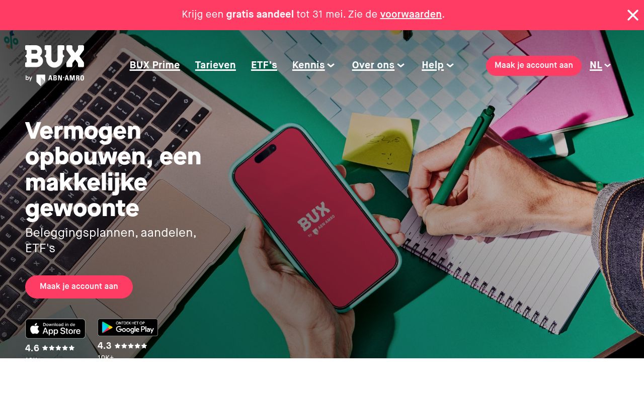 BUX, Homepage