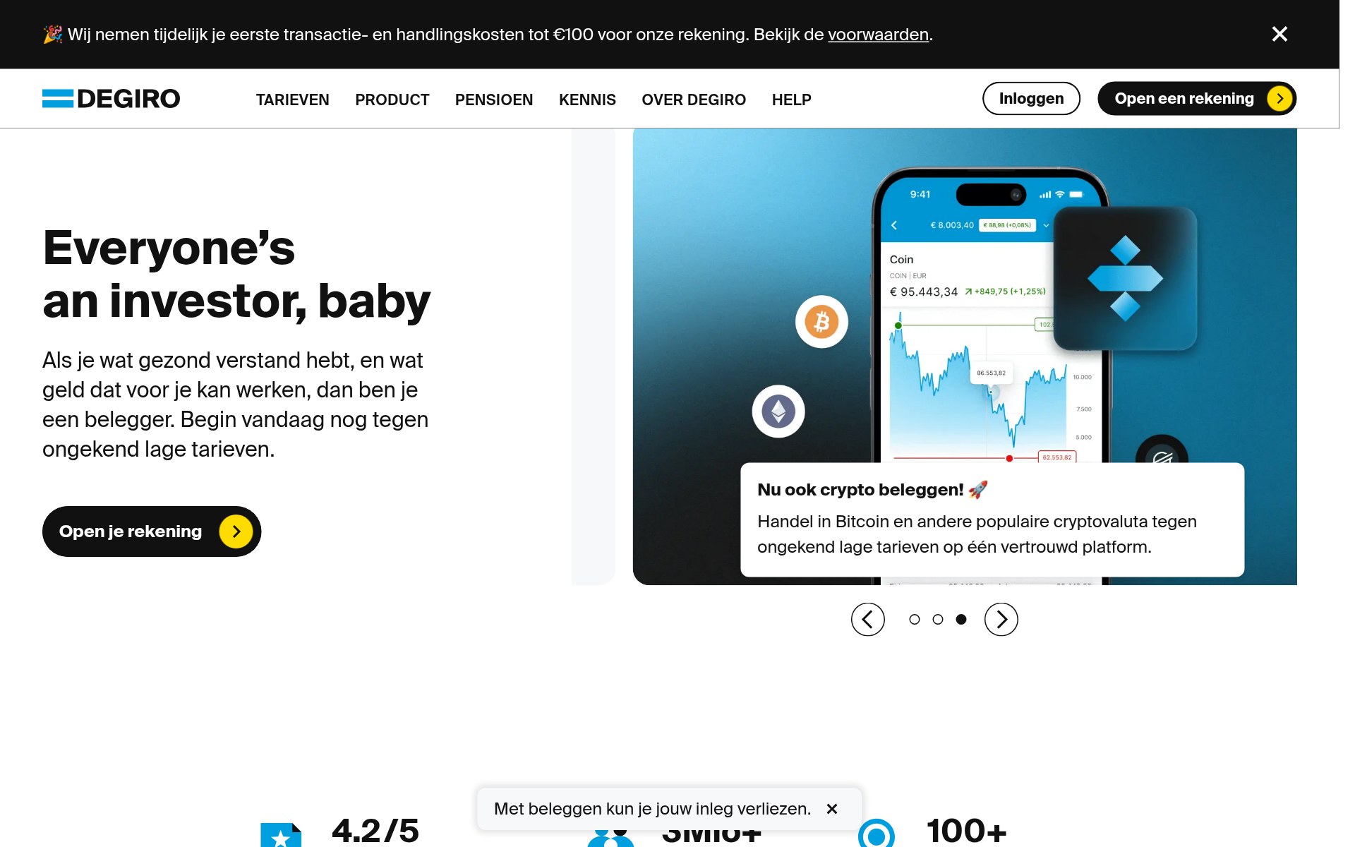 DEGIRO homepage screenshot