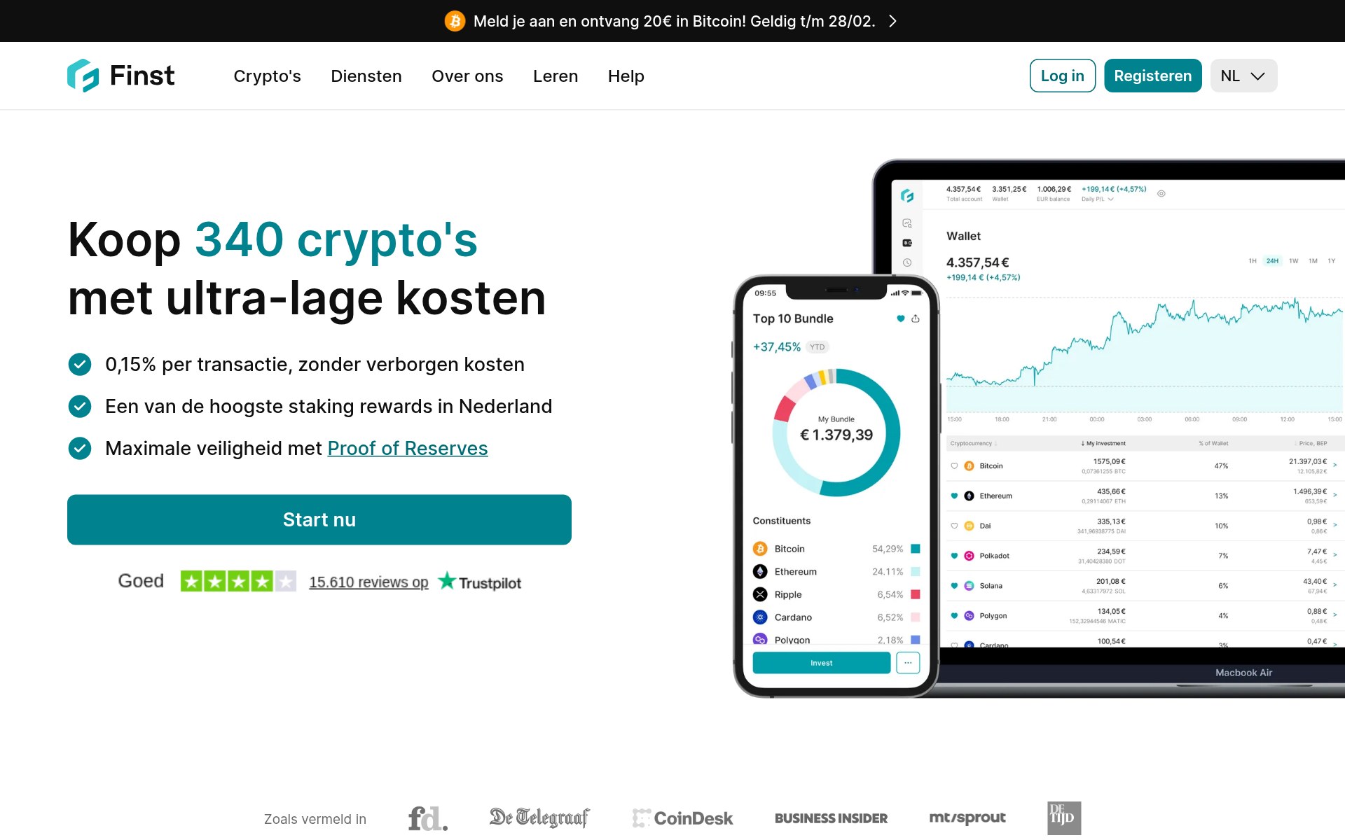 Finst homepage screenshot