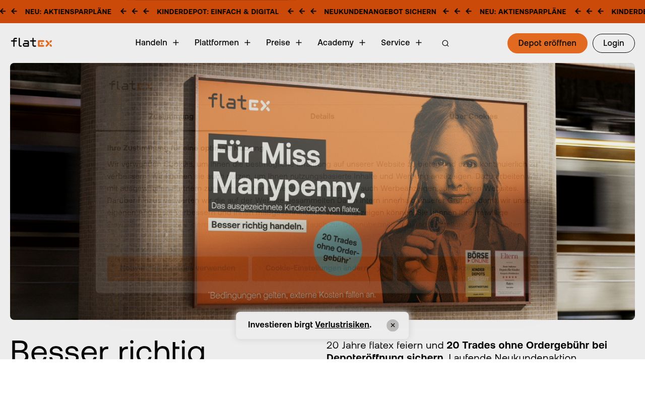 flatex, Homepage