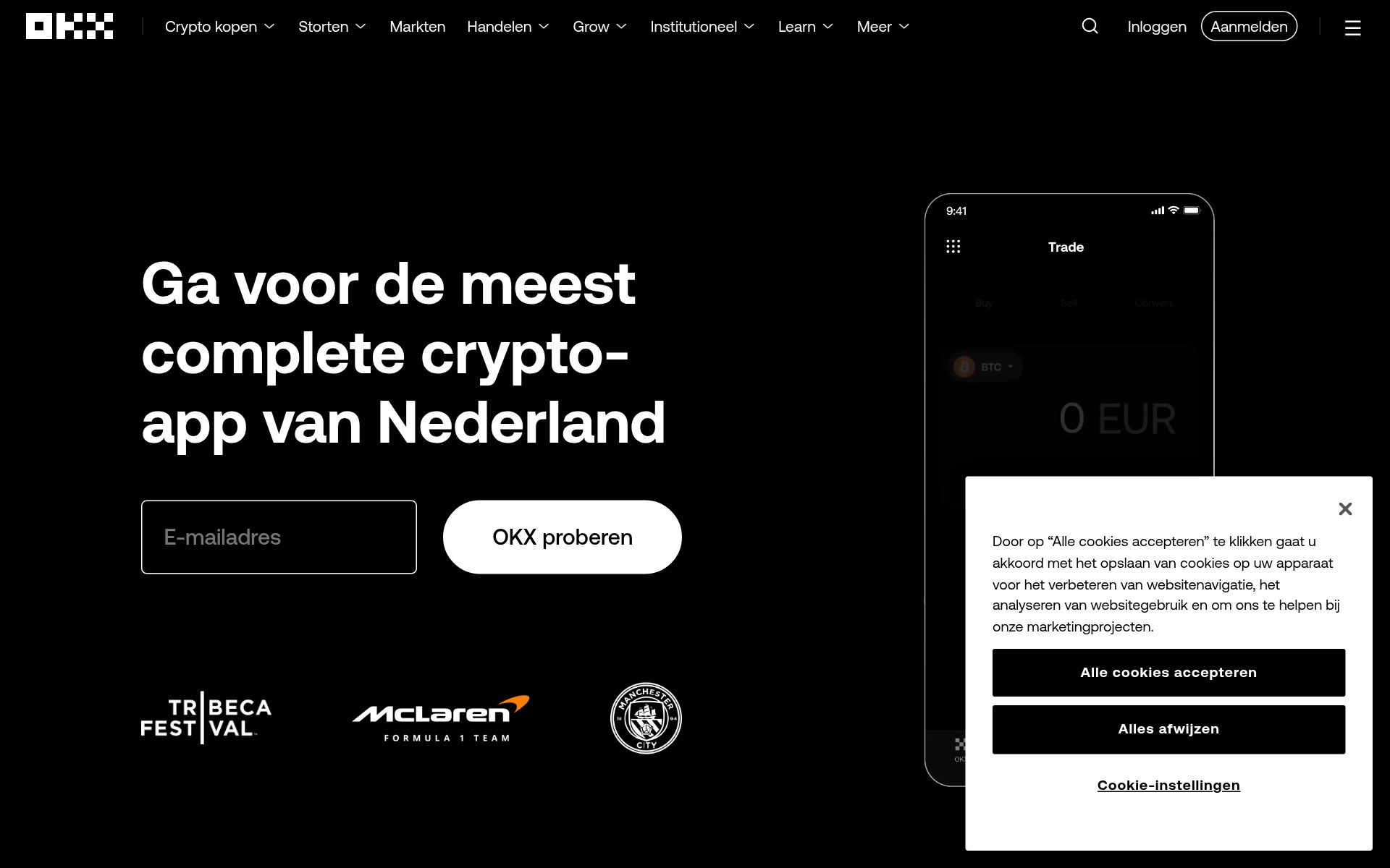 OKX homepage screenshot