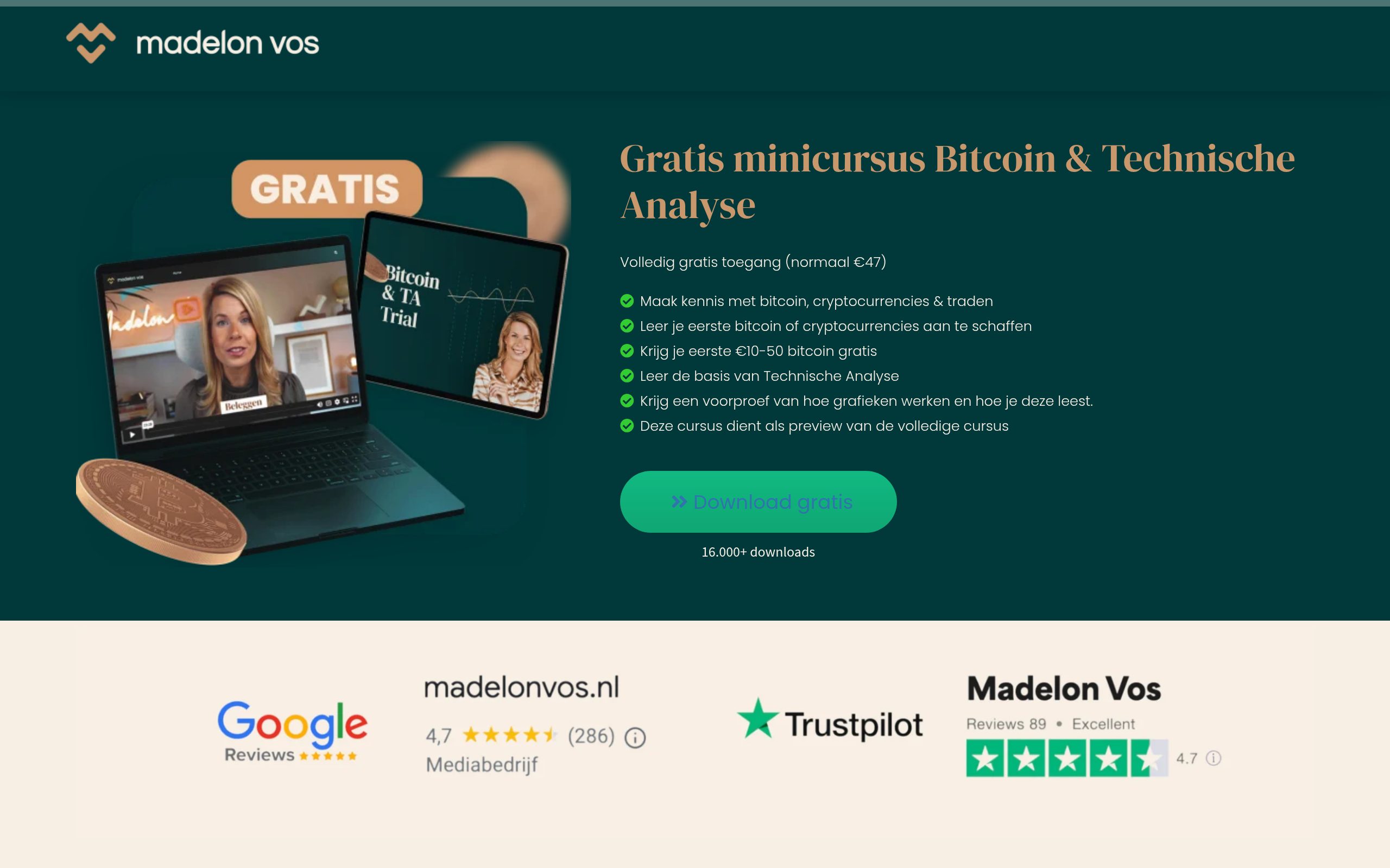 Screenshot van Crypto & Trading Academy (Madelon Vos)