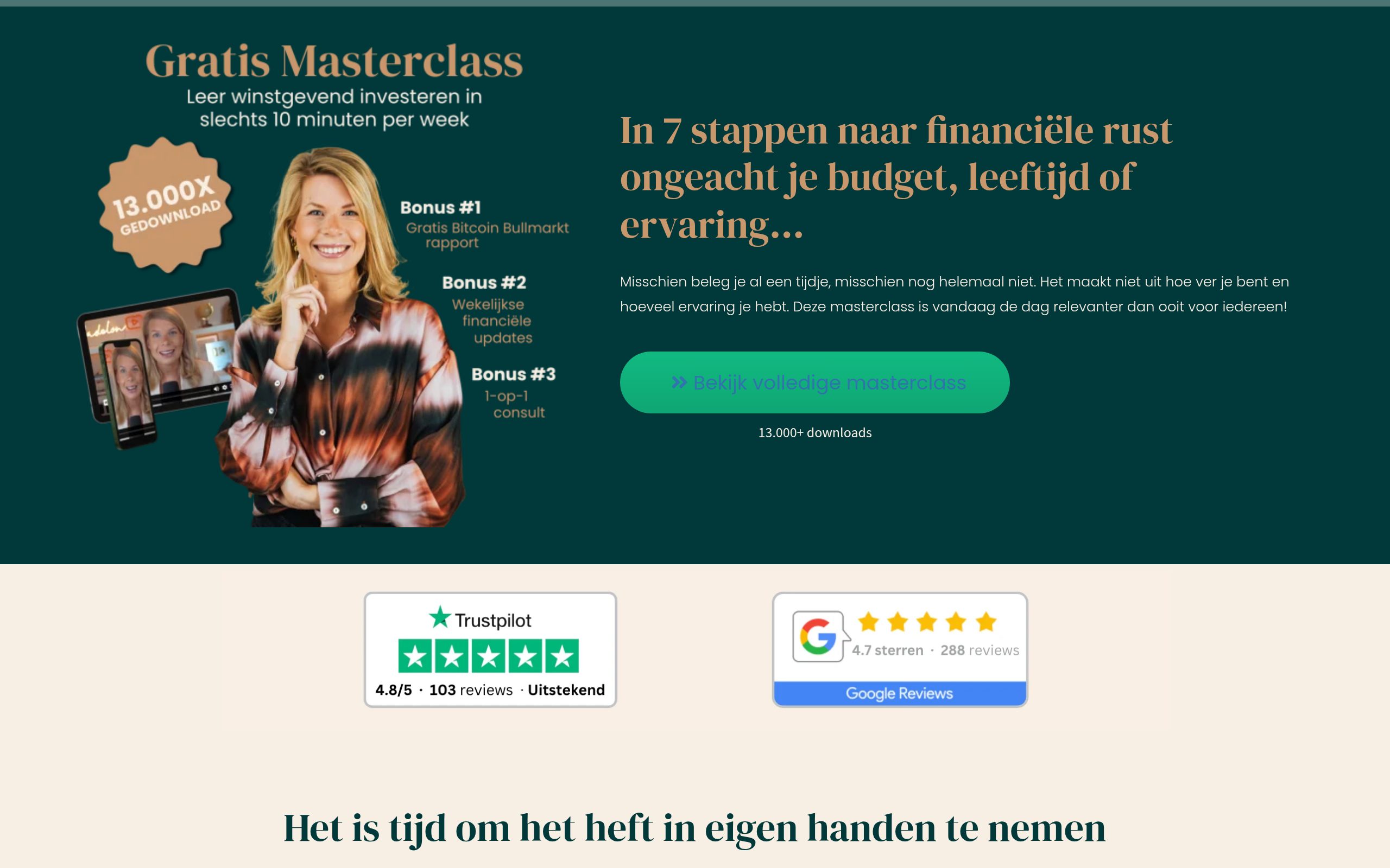 Screenshot van Gratis masterclass vermogen (Madelon Vos)